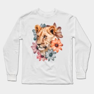 Flowers - Lioness (Digital Drawing) Long Sleeve T-Shirt